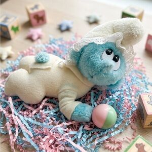 ✨ Vintage 1984 Baby Smurf Plush w/ Rattle • 80s Retro Toy